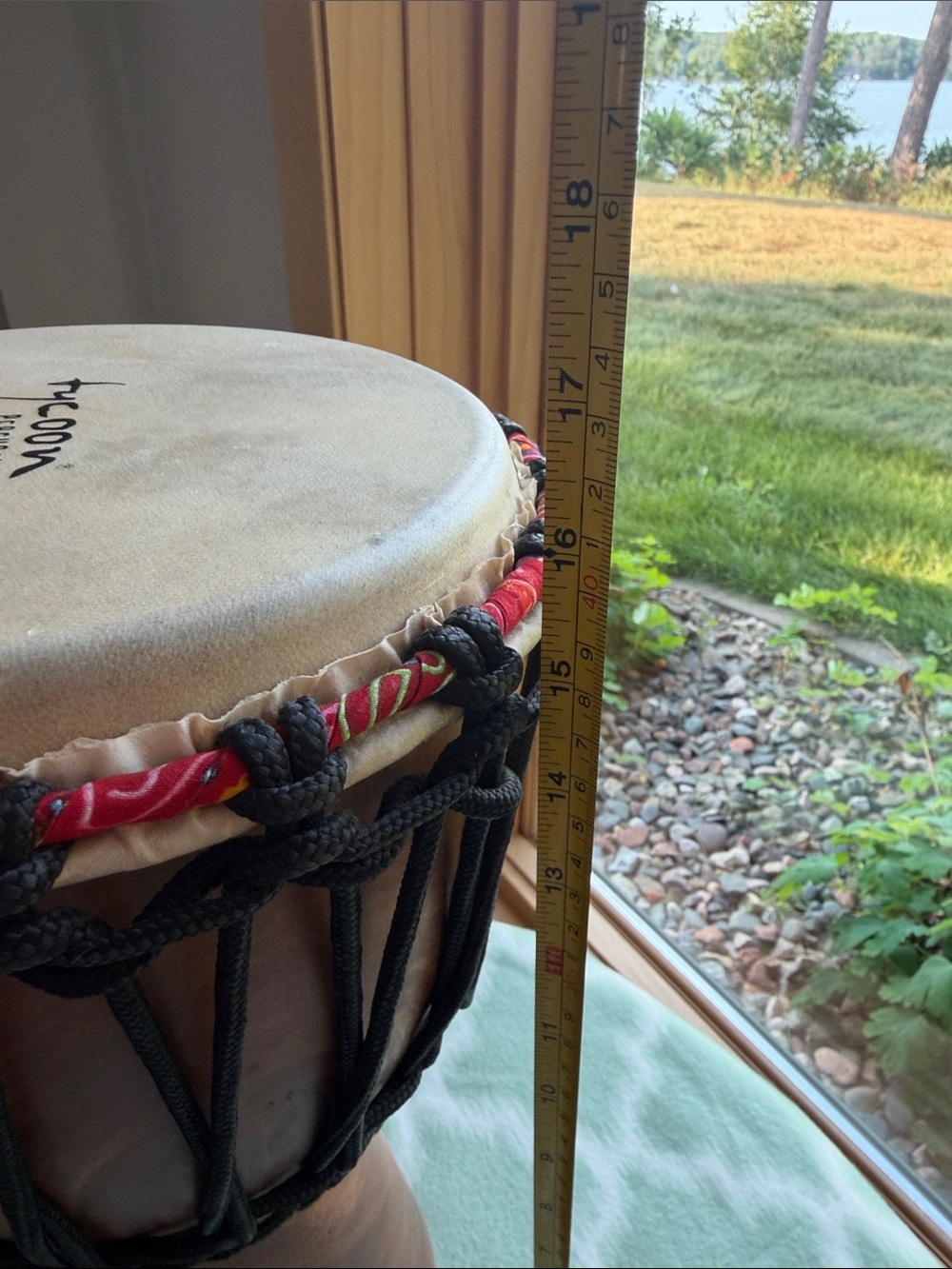 Tycoon Percussion 8" Rope-Tuned Wood Djembe Hand Drum – Natural Brown - Picture 7 of 8
